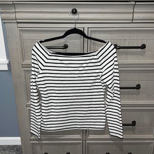 Victoria’s Secret, long sleeve black and white stripe shirt, size M.